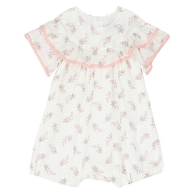 Baby Girls Ivory & Pink Floral Romper