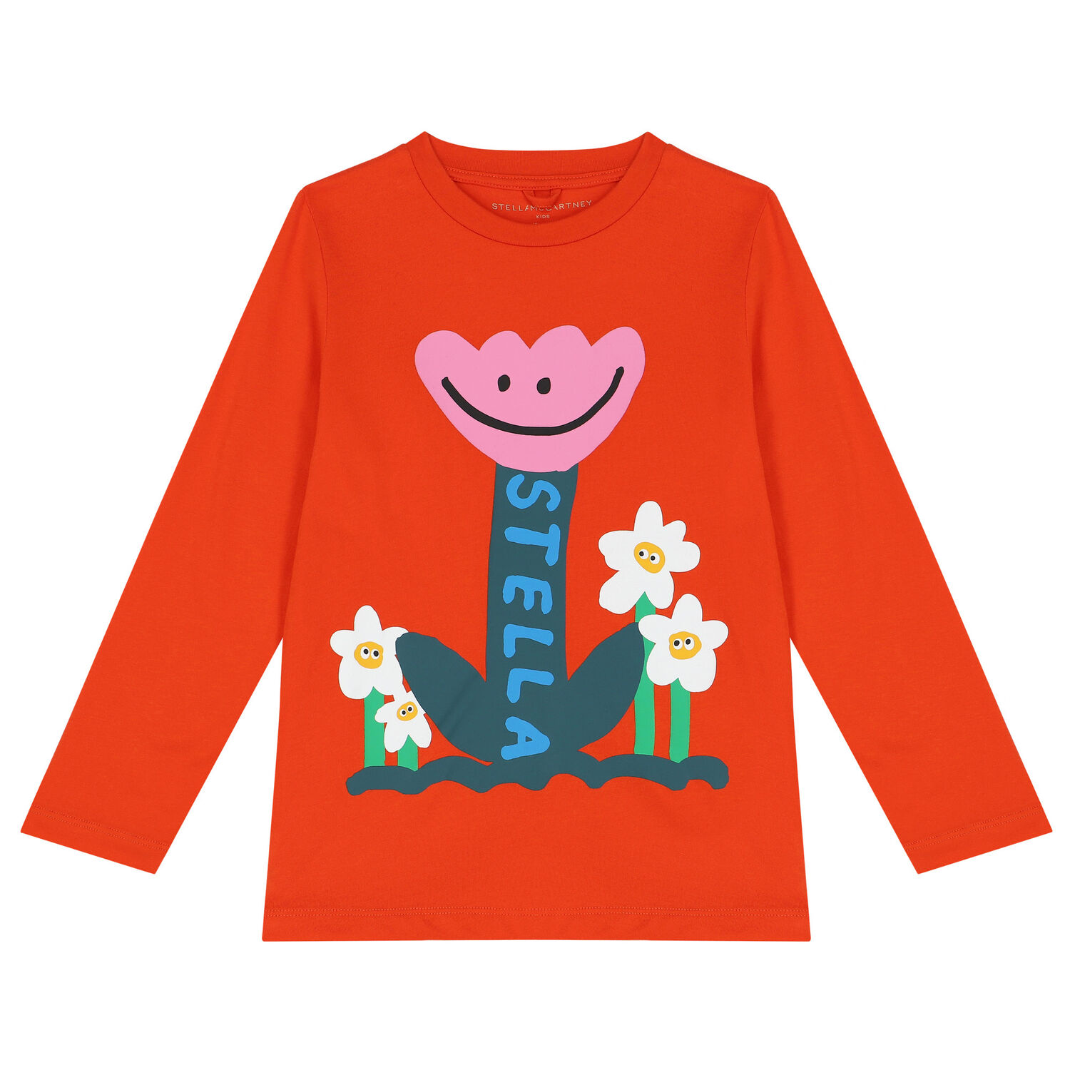 Girls Orange Floral Long Sleeve Top, 1, hi-res image number null