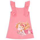 Girls Pink Mermaid Ruffled Dress, 2, hi-res