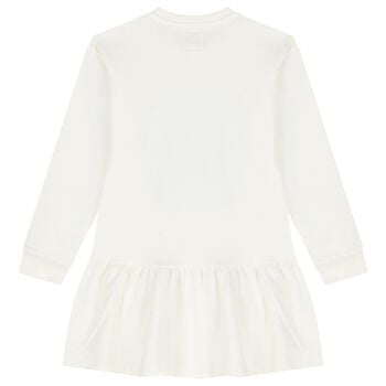 Girls Ivory Teddy Bear Logo Dress