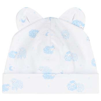 Kissy Kissy Baby Boys White & Blue Sheep Hat, 1 Baby Boys White & Blue Sheep Hat