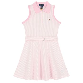 Girls Pink Logo Polo Dress 