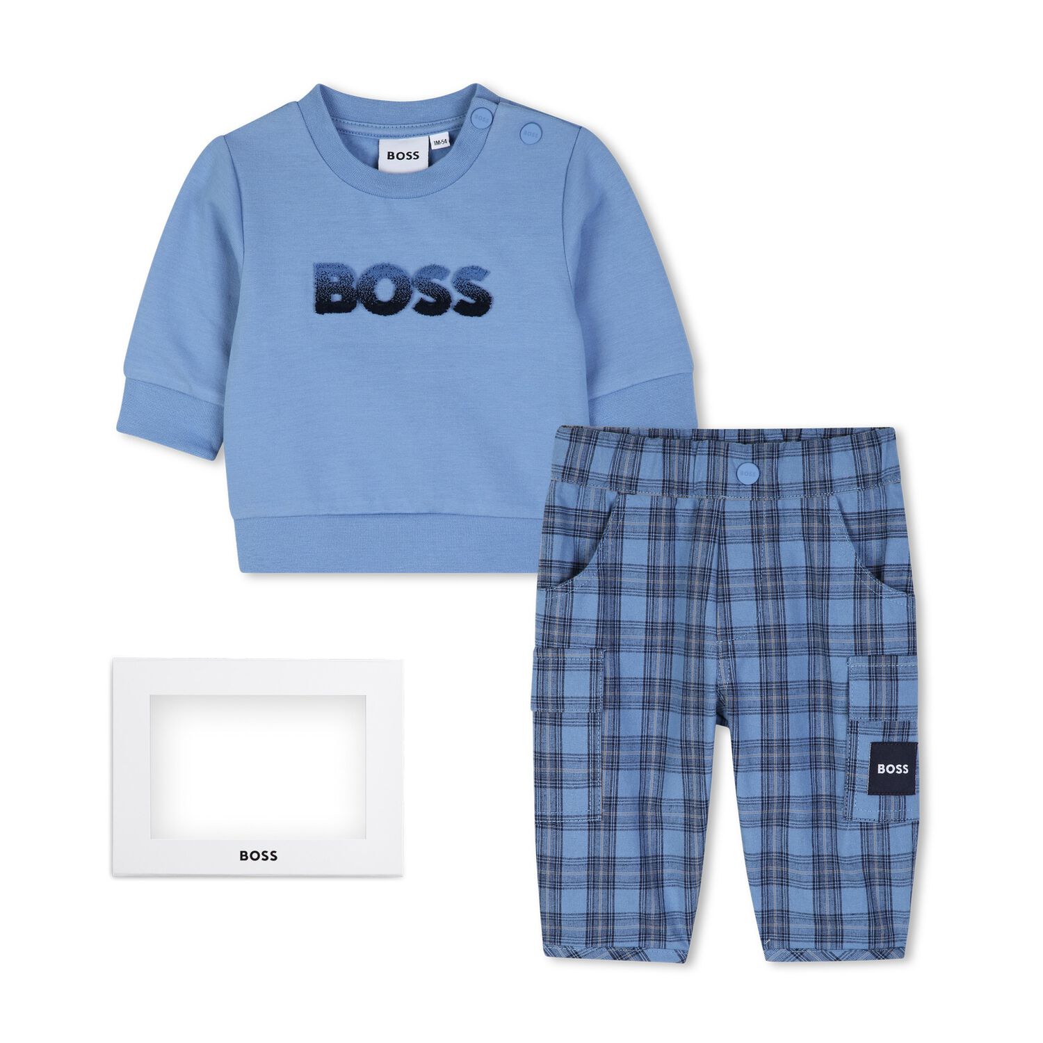 Baby Boys Blue Logo Trouser Set, 1, hi-res