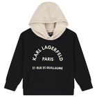 Boys Black & Beige Logo Hooded Top, 2, hi-res