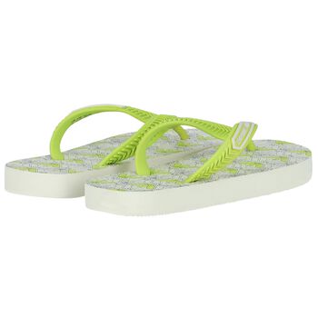 Ivory & Green Logo Flip Flops