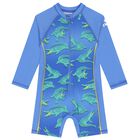 Younger Boys Blue Crocodile Sun Suit, 1, hi-res