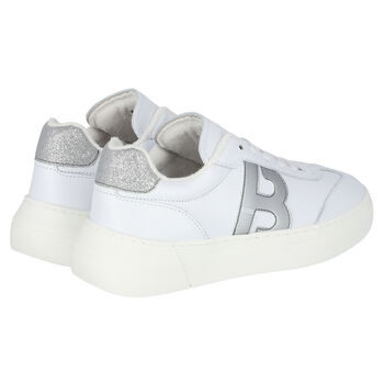 Girls White Logo Trainers