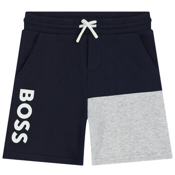 Younger Boys Navy Blue Logo Shorts