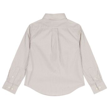 Boys Beige Logo Stripe Shirt