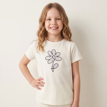 Girls Ivory Flower T-Shirt