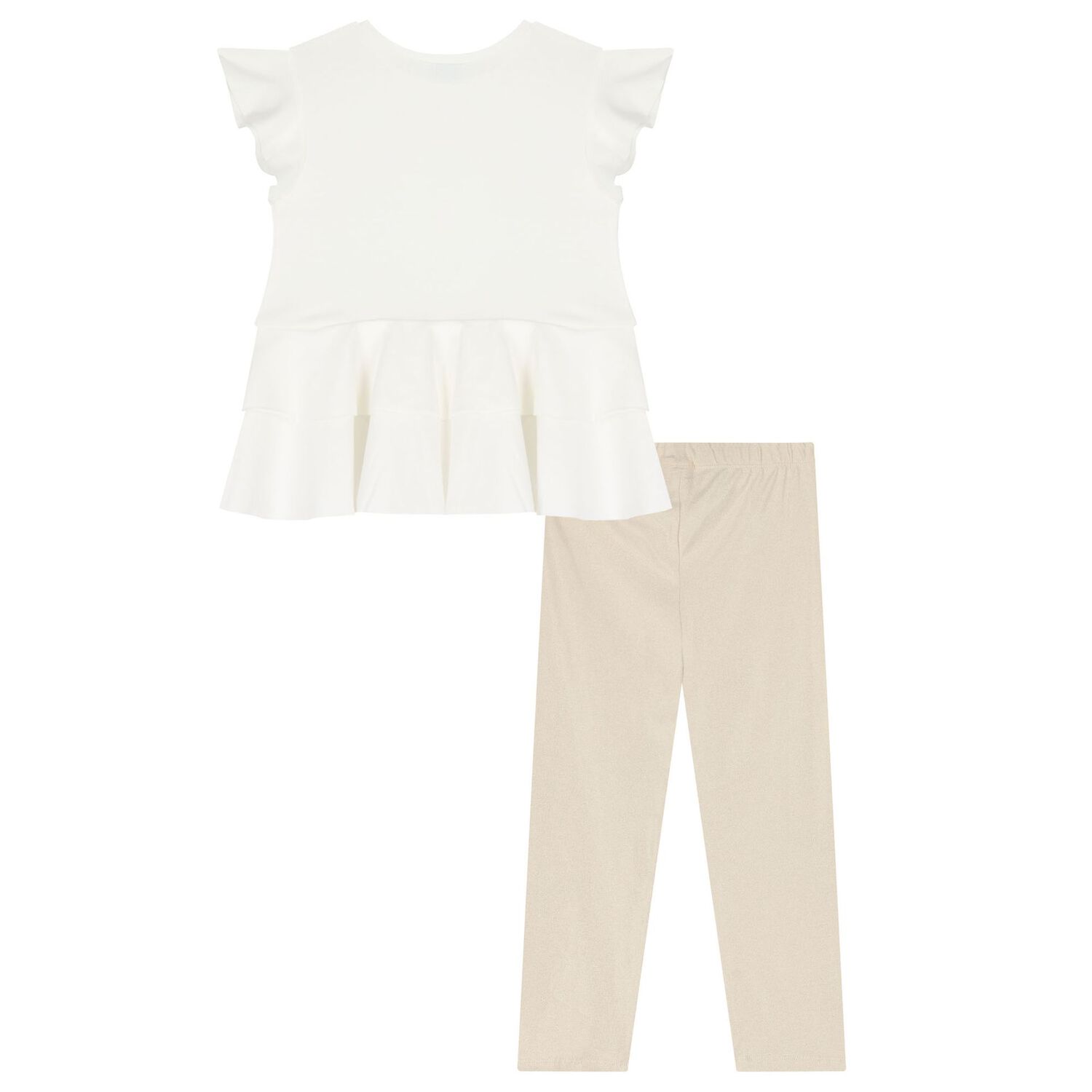 طقم ليجنز باللون الأبيض والذهبي للبنات, 1, hi-res image number null