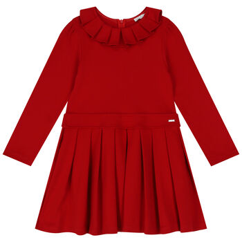 Girls Red Pleated Dress