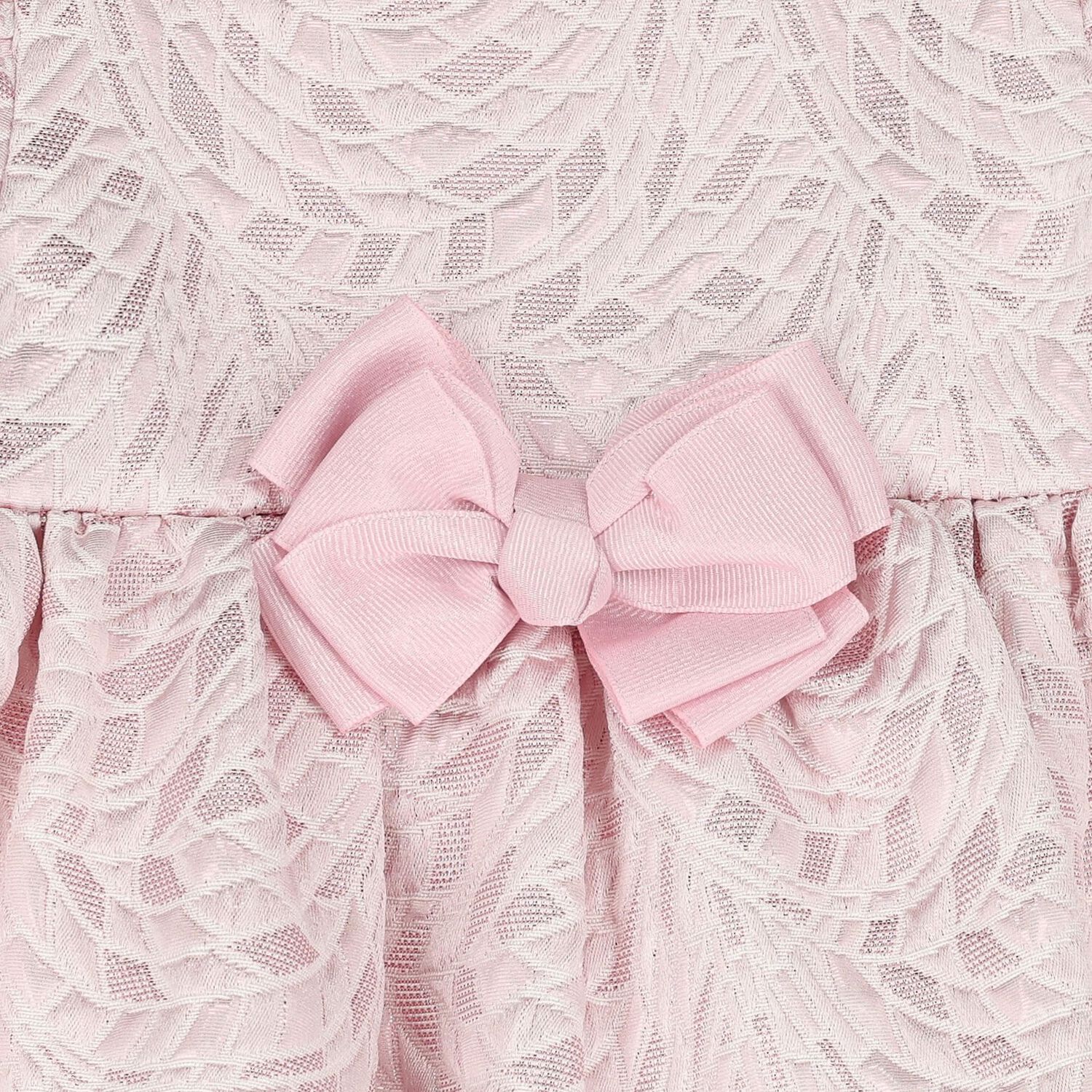 Baby Girls Pink Jacquard Tiered Dress, 1, hi-res