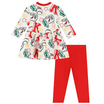 Younger Girls Ivory & Red Logo Dress Set