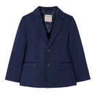 Boys Navy Single Breasted Cotton Blazer, 1, hi-res