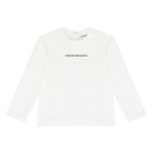 Baby Boys White Logo Long Sleeve Top, 2, hi-res