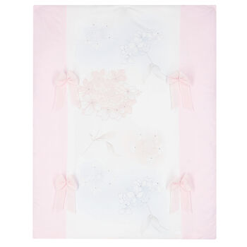 Baby Girls White & Pink Floral Blanket