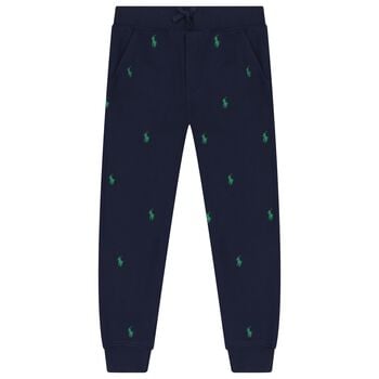 Boys Navy Blue Logo Joggers