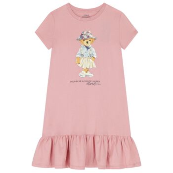 Girls Pink Polo Bear Dress