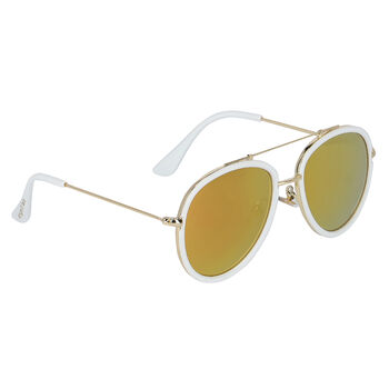 Girls White Aviator Sunglasses