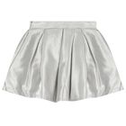 Girls Metallic Silver Bow Skirt Set, 1, hi-res