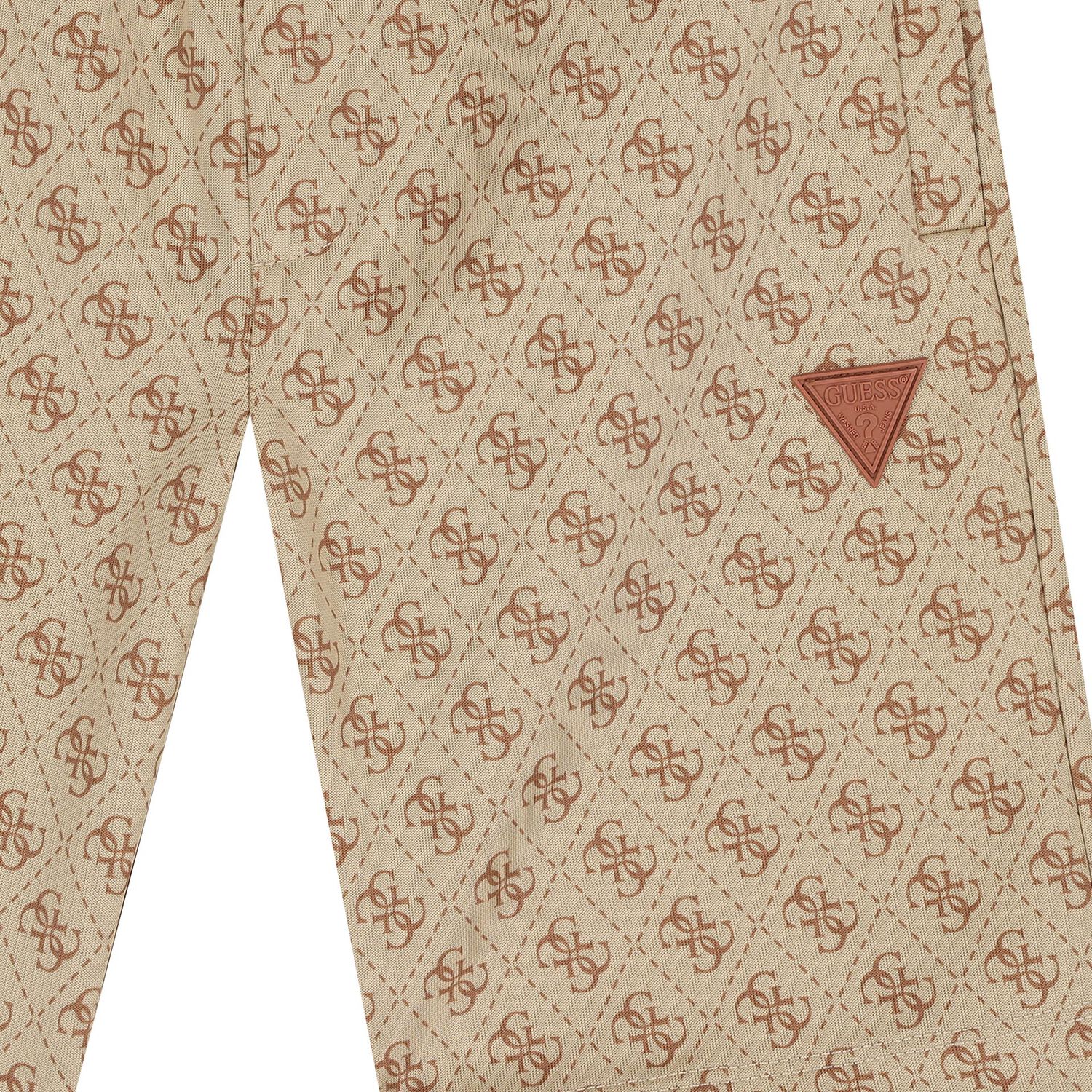 Boys Beige Logo Shorts, 1, hi-res