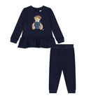 Baby Girls Navy Blue Teddy Bear Tracksuit, 1, hi-res