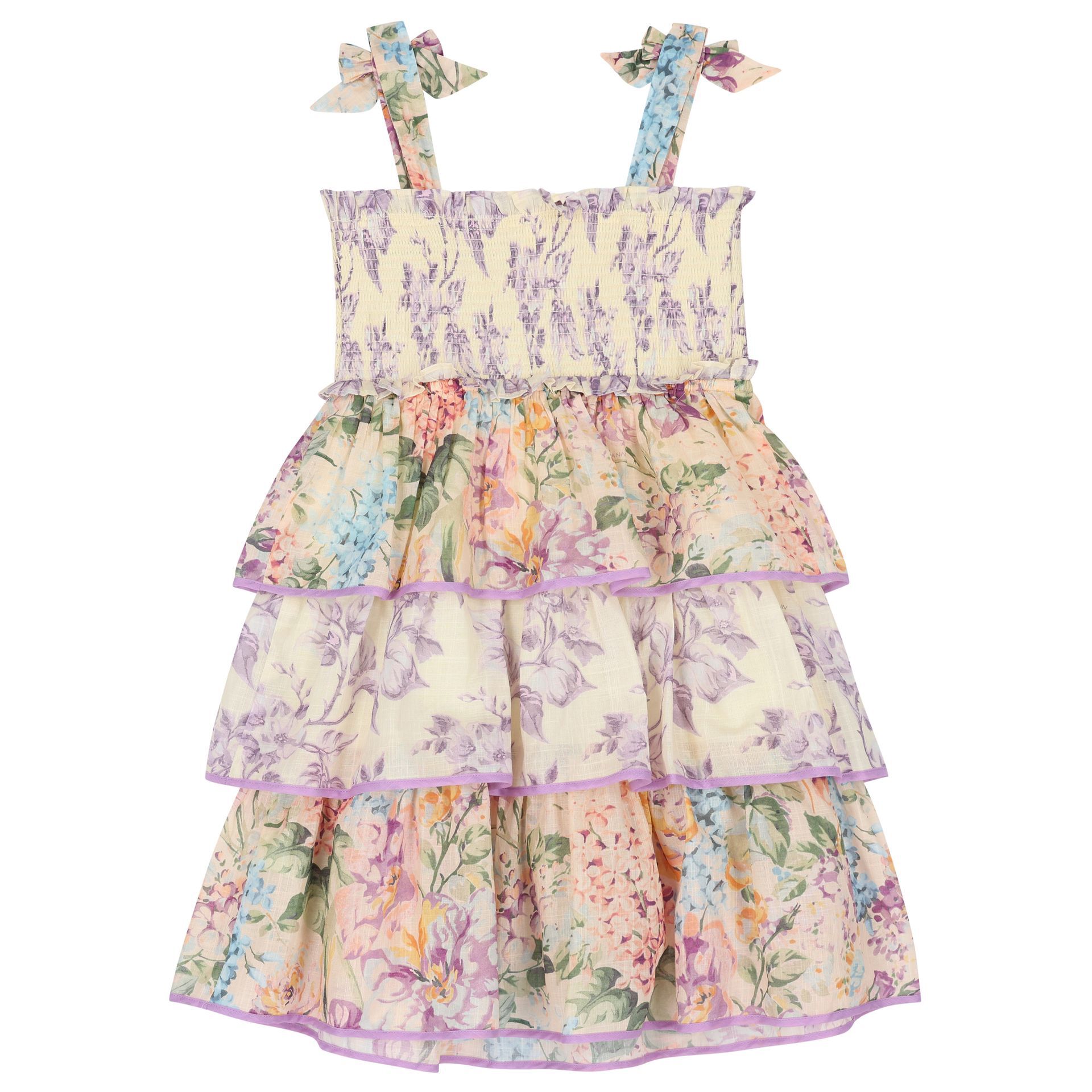 Zimmermann Girls Multi-Coloured Tiered Shirred Dress