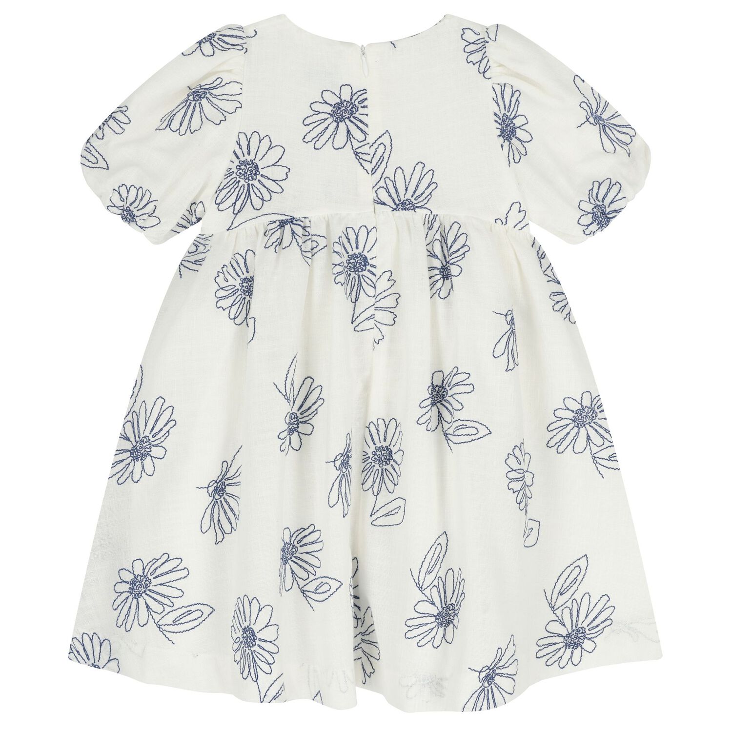 Girls White Floral Dress, 1, hi-res