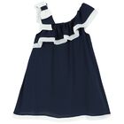 Girls Navy Blue & White Chiffon Dress, 1, hi-res