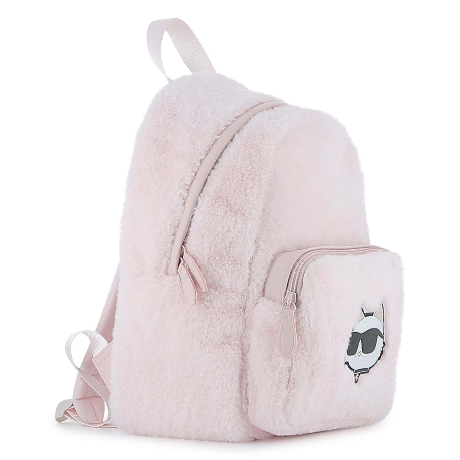 Girls Pink Faux Fur Choupette Backpack, 1, hi-res