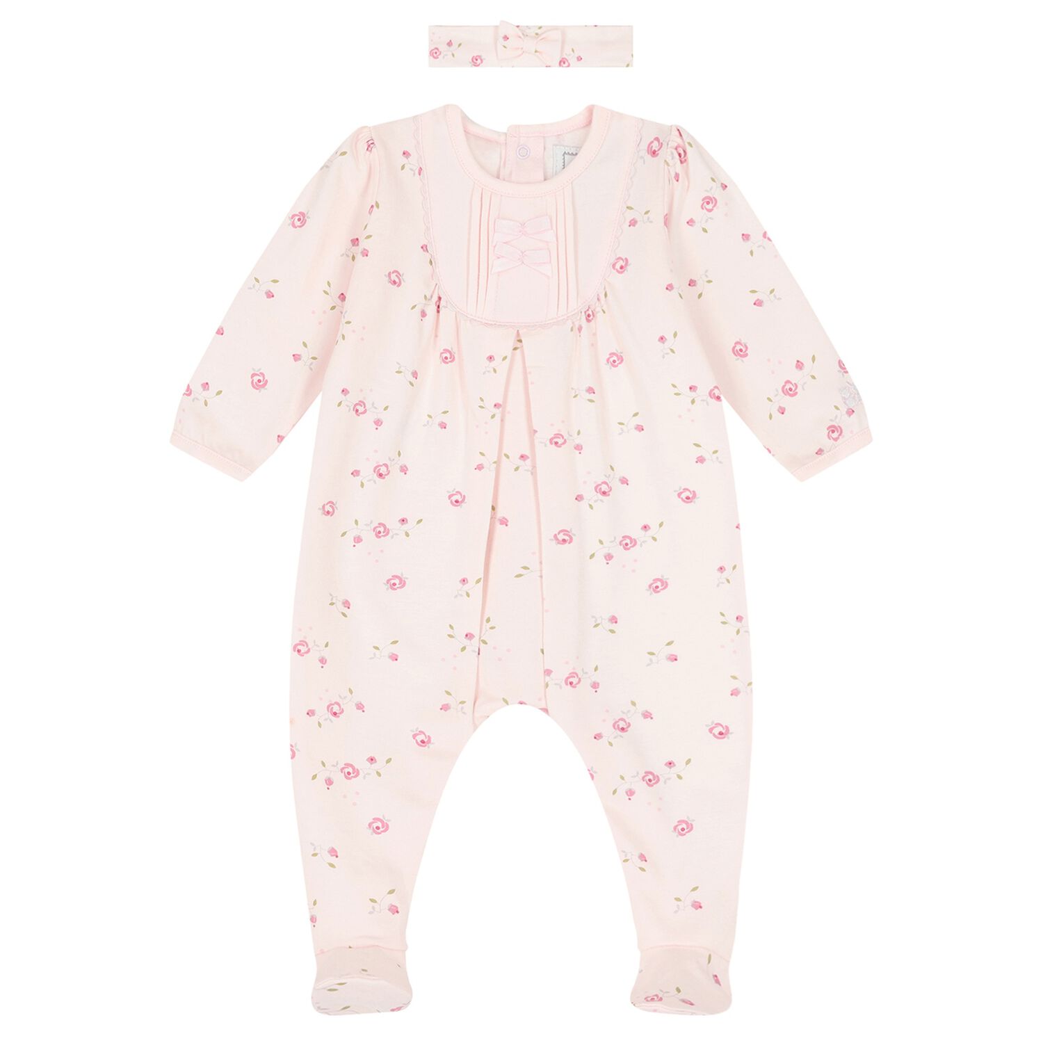 Baby Girls Pink Floral Babygrow Set, 1, hi-res image number null
