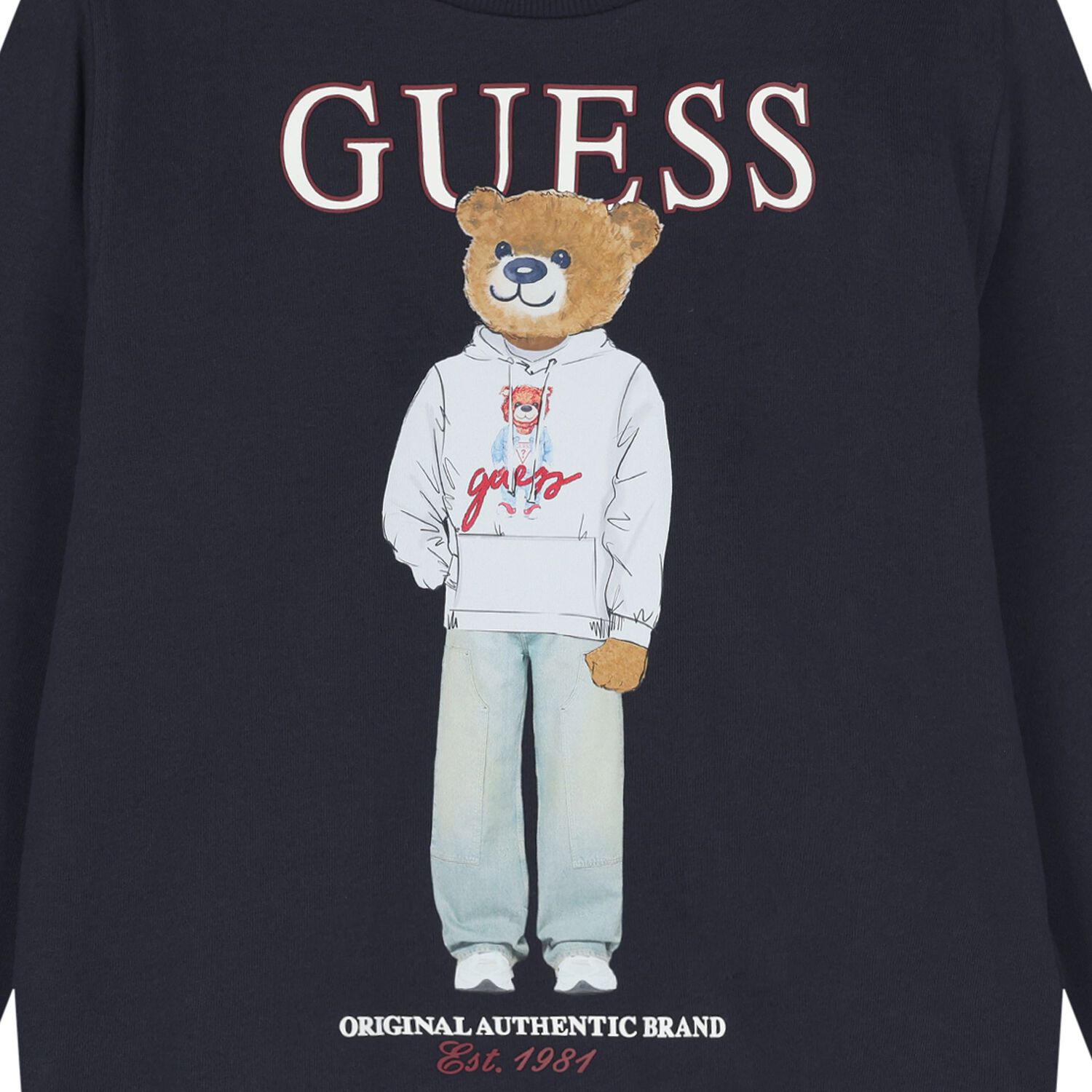 Boys Navy Blue Teddy Bear Logo Sweatshirt, 3, hi-res