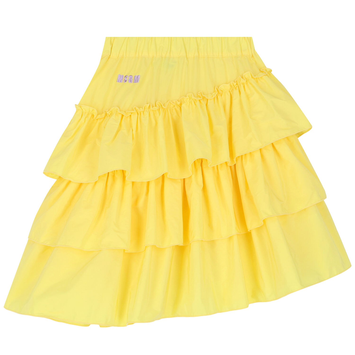 Girls Yellow Ruffled Logo Skirt, 1, hi-res image number null