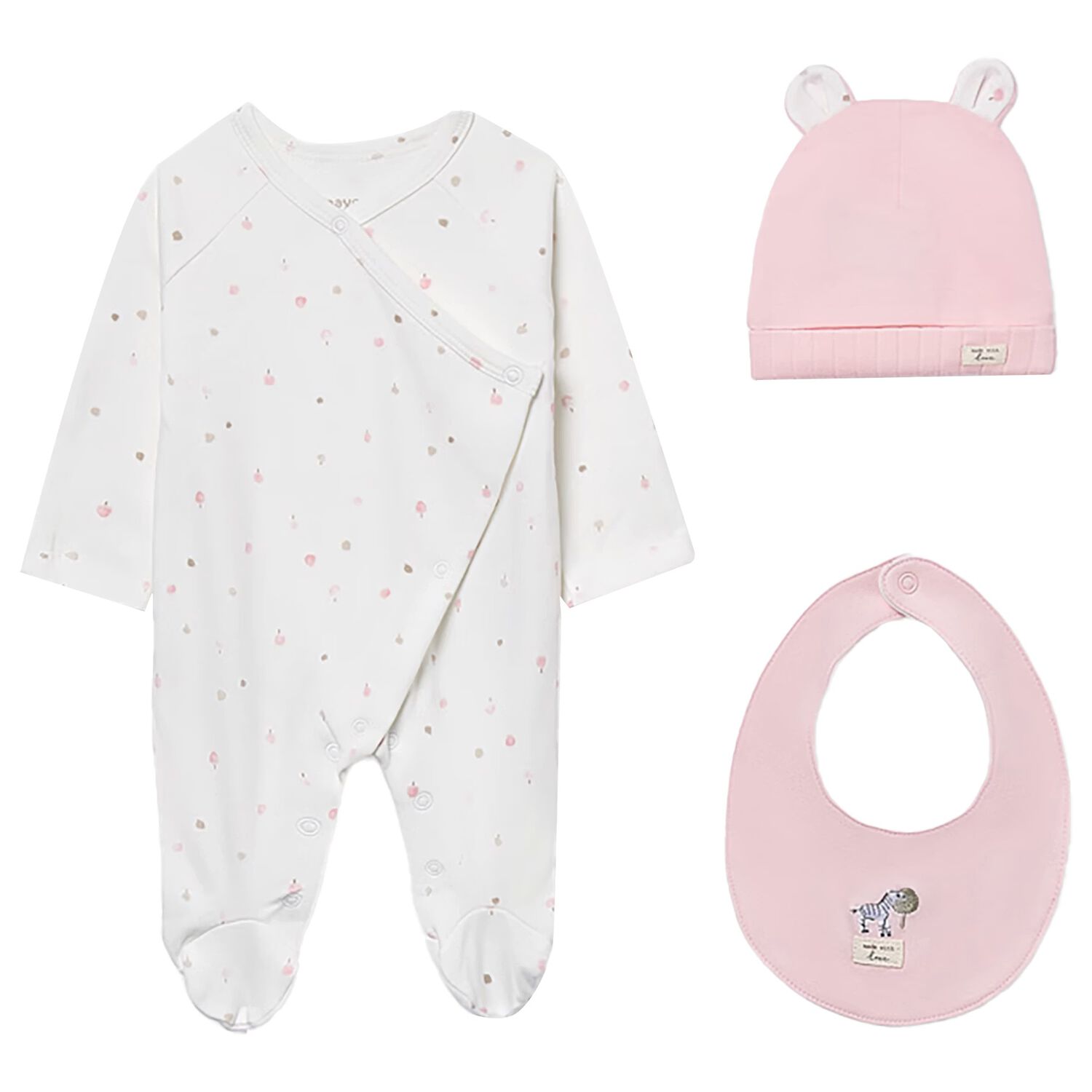 Baby Girls Ivory & Pink Babygrow Gift Set, 2, hi-res