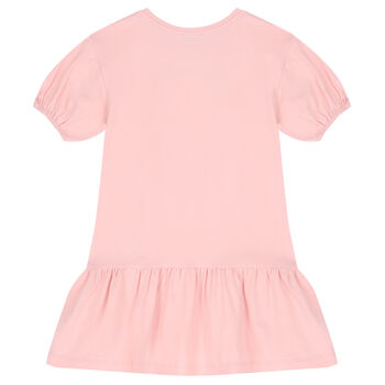 Girls Pink Teddy Bear Logo Dress