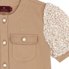 Girls Beige Logo Top, 1, hi-res