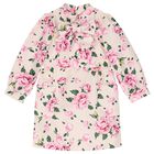 Girls Pink Floral Bow Dress, 1, hi-res