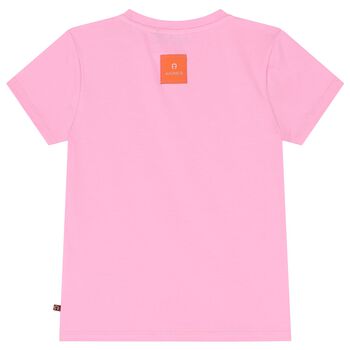 Girls Pink Logo Hearts T-Shirt