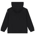 Black Logo Hooded Zip Up Top, 1, hi-res