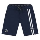 Younger Boys Navy Blue Logo Shorts, 1, hi-res