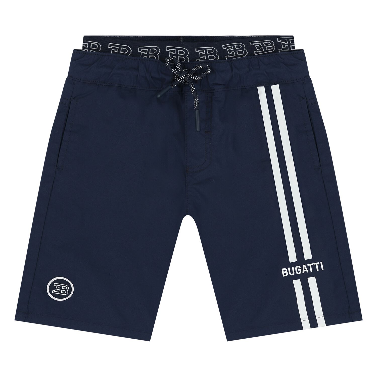 Younger Boys Navy Blue Logo Shorts, 1, hi-res