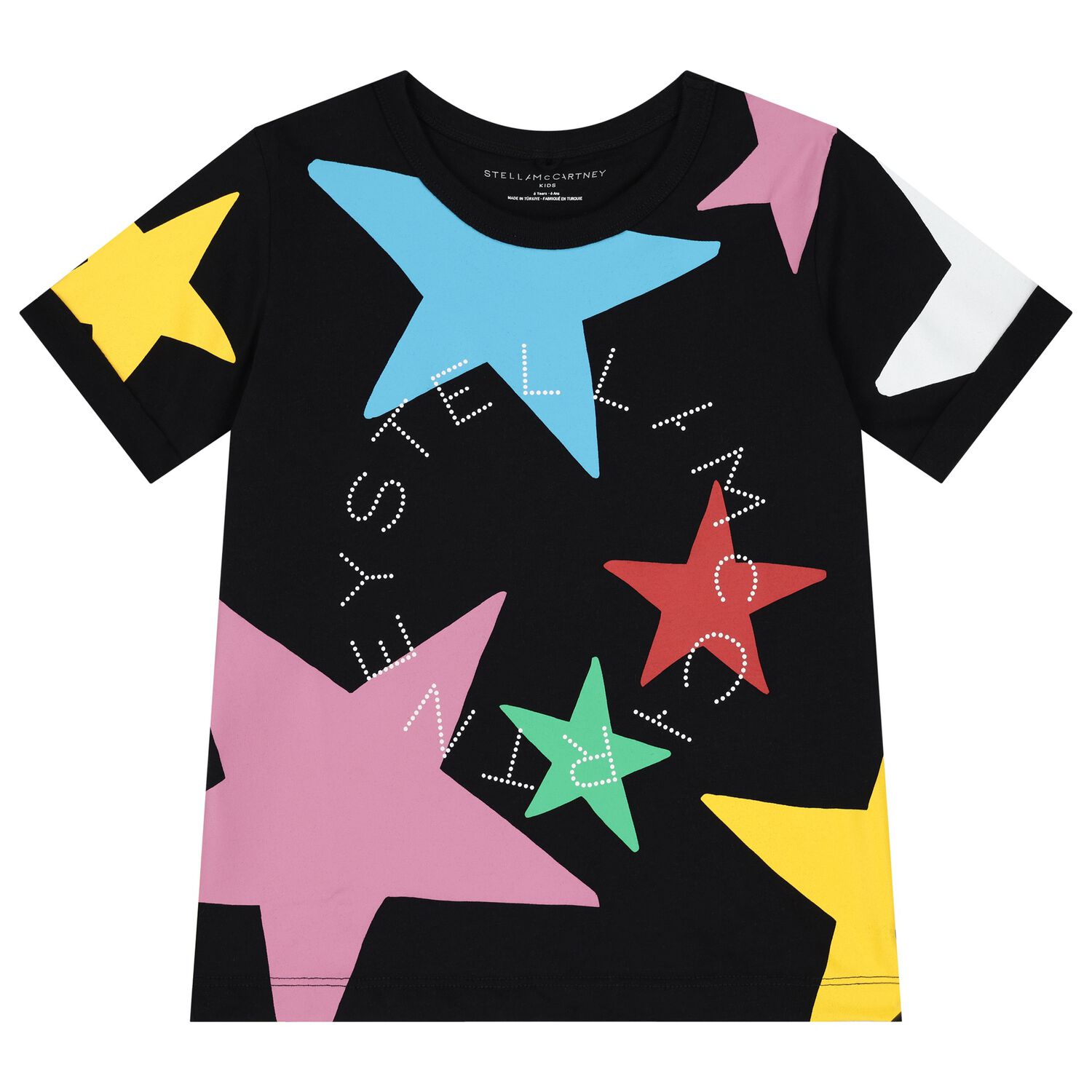 Girls Black Stars Logo T-Shirt, 1, hi-res