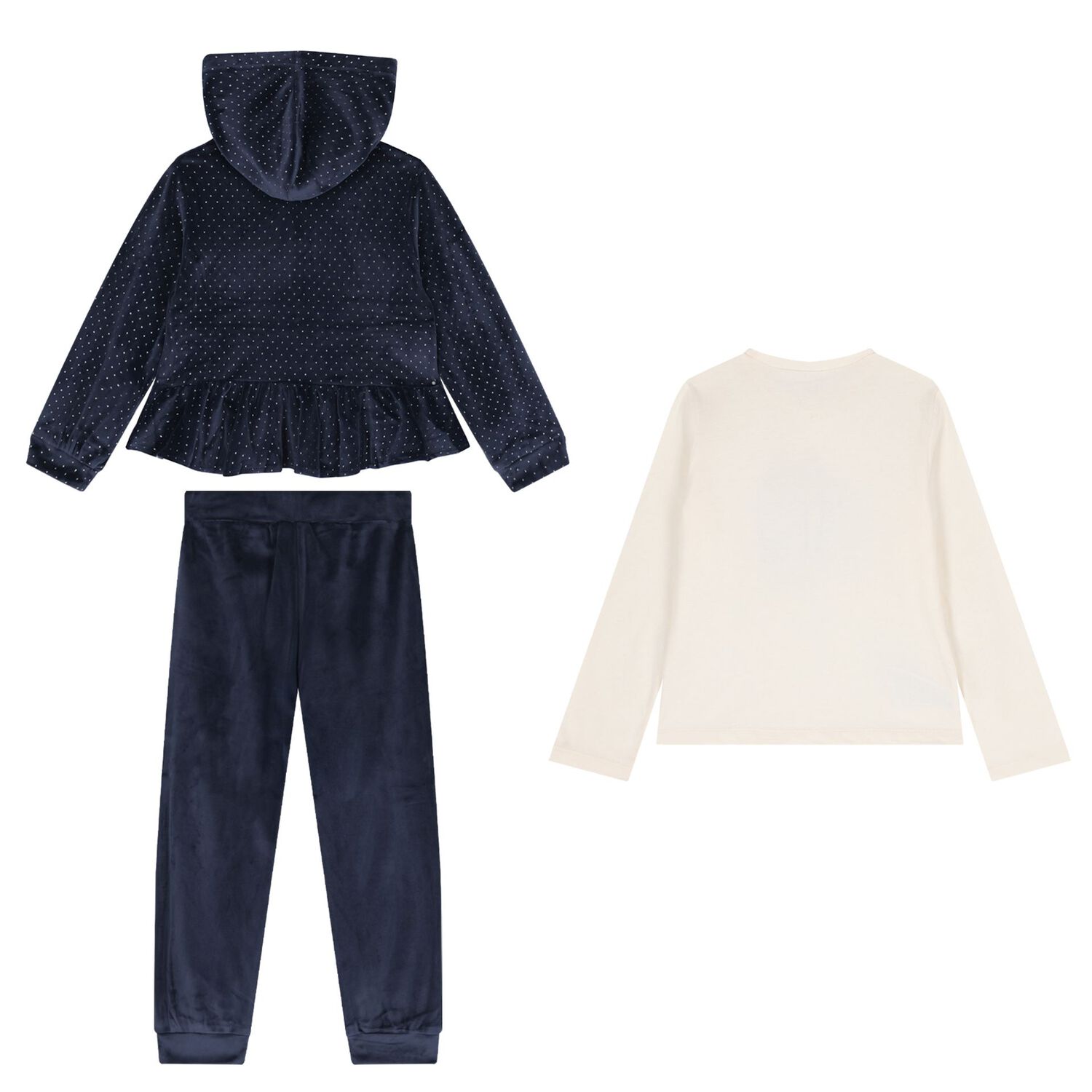 Girls Navy Blue Velour Tracksuit Set  ( 3 Piece ), 1, hi-res image number null