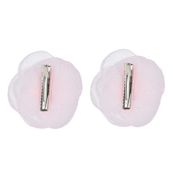 Girls Pink Crystal & Pearl Flower Clip Set