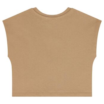 تيشيرت بنات بالشعار باللون البنى 