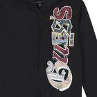 Boys Black Logo Hooded Zip Up Top, 1, hi-res