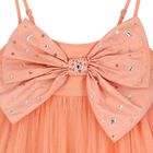 Girls Coral Bow Tulle Dress, 1, hi-res
