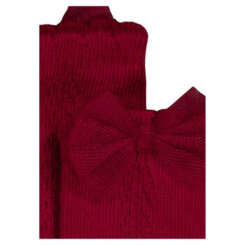 Younger Girls Red Bow Knitted Socks