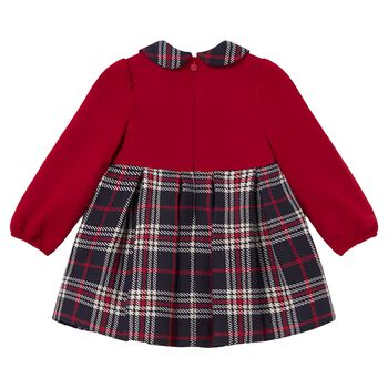 Younger Girls Red & Navy Blue Tartan Dress
